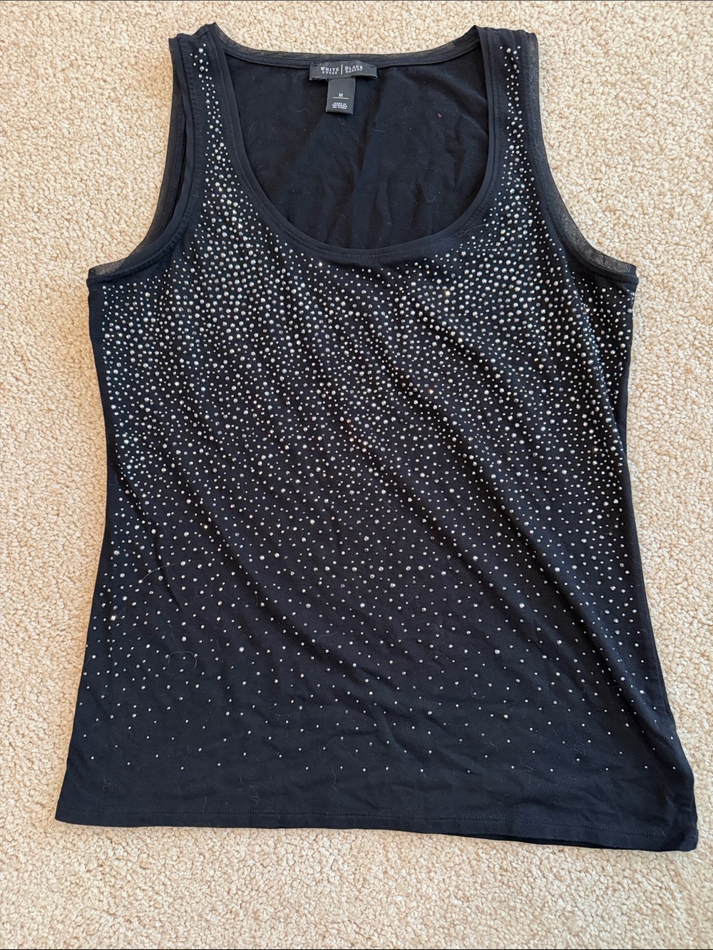 White House Black Market Black Tank Top with Silver Studs